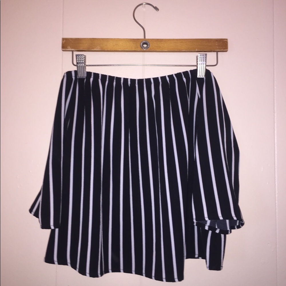 Ambiance Striped Off the Shoulder Flowy Top